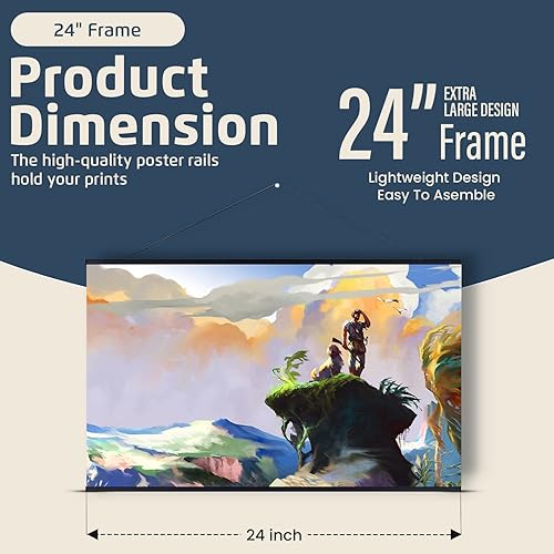 Miniatura 2 de Landmass Marco magnético para póster de 24 pulgadas de ancho, marco de madera para impresiones, fotos, fotos y obras de arte, marco de madera para