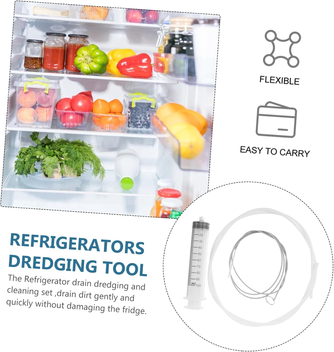 Refrigerator Dredging Tool 1 Set Drain Sticks for Refrigerator Drain Hole
