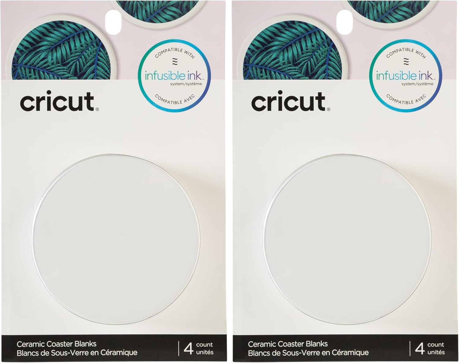 Cricut Coaster Blanks, Ceramic Infusible Ink, White (Pack of 2)