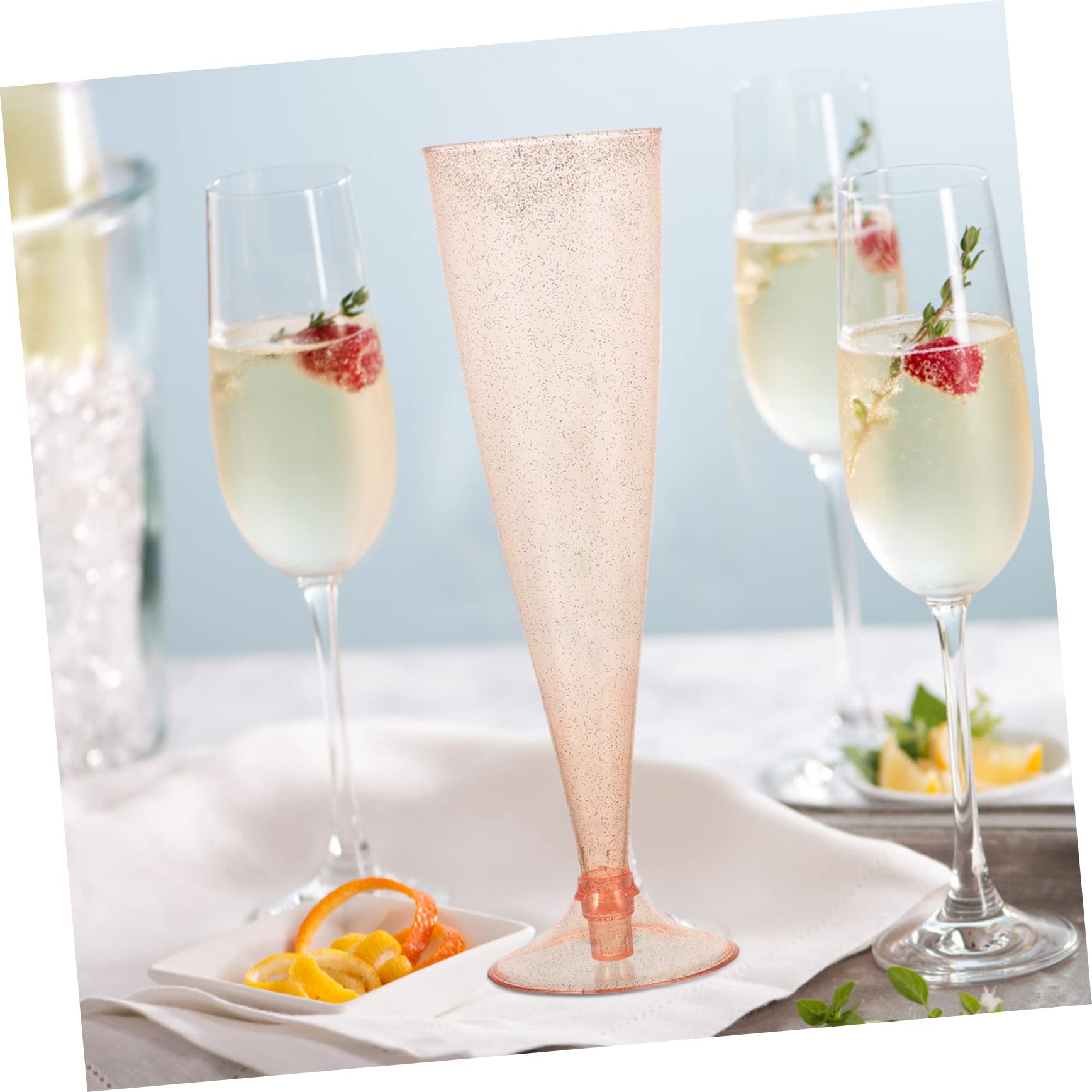 OFFSCH Bulk Flutes 10pcs 4.5oz Plastic Wine Cups Wedding Party Goblets Disposable Plastic Glasses Set for Events