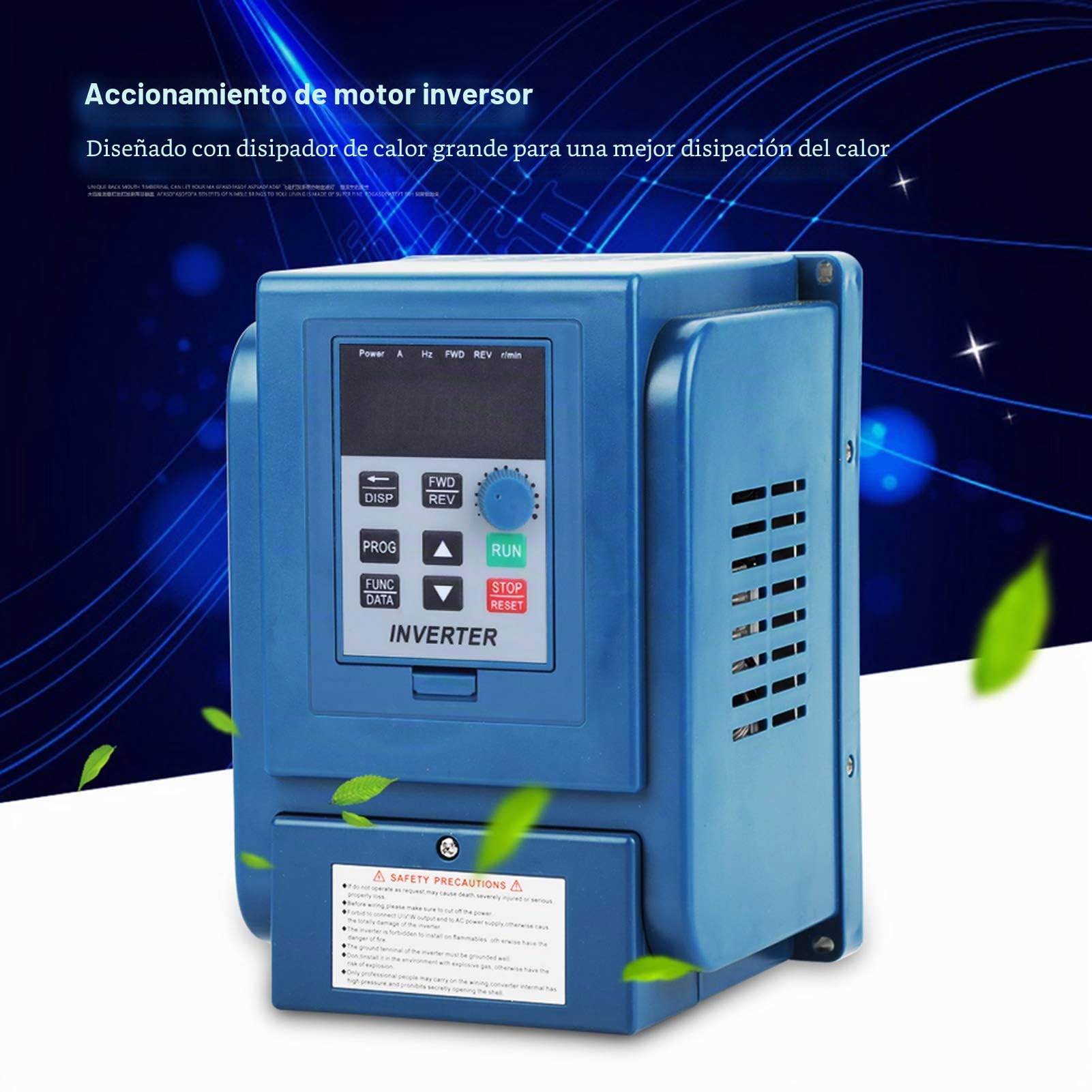 Variador de Frecuencia, Trifásico 380VAC 4KW 12A VFD Convertidor de Frecuencia de Inversor Profesional PWM Controlador de Velocidad de Alta Precisión para Control de Velocidad del Motor del Husillo