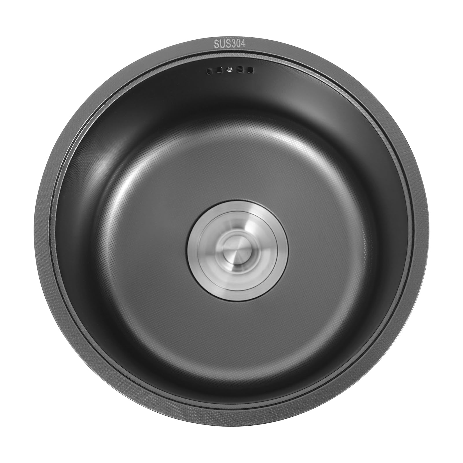 Évier rond en acier inoxydable 304 - Noir - Avec couvercle - Avec tuyau d'évacuation - 36 x 19 cm - Pour appartements, restaurants