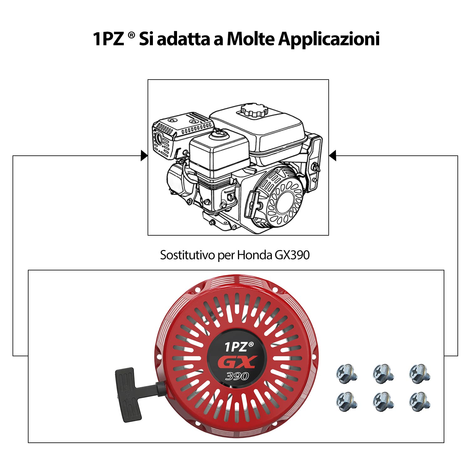 1PZ GP1-X03 Avviamento a Strappo Sostitutivo per Honda GX340 GX390 GX610 GX620 188F 11 13 18 20 HP Generatore Motore Parte del Tosaerba