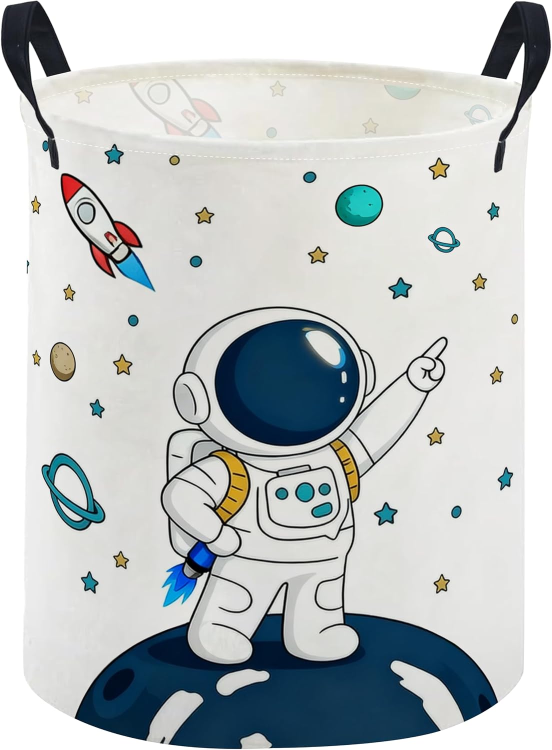 ESSME Kids Laundry Basket,Space Hamper Collapsible Canvas Waterproof Storage Bin foBoys, Cute Hamper,Gift Baskets(Astronaut)
