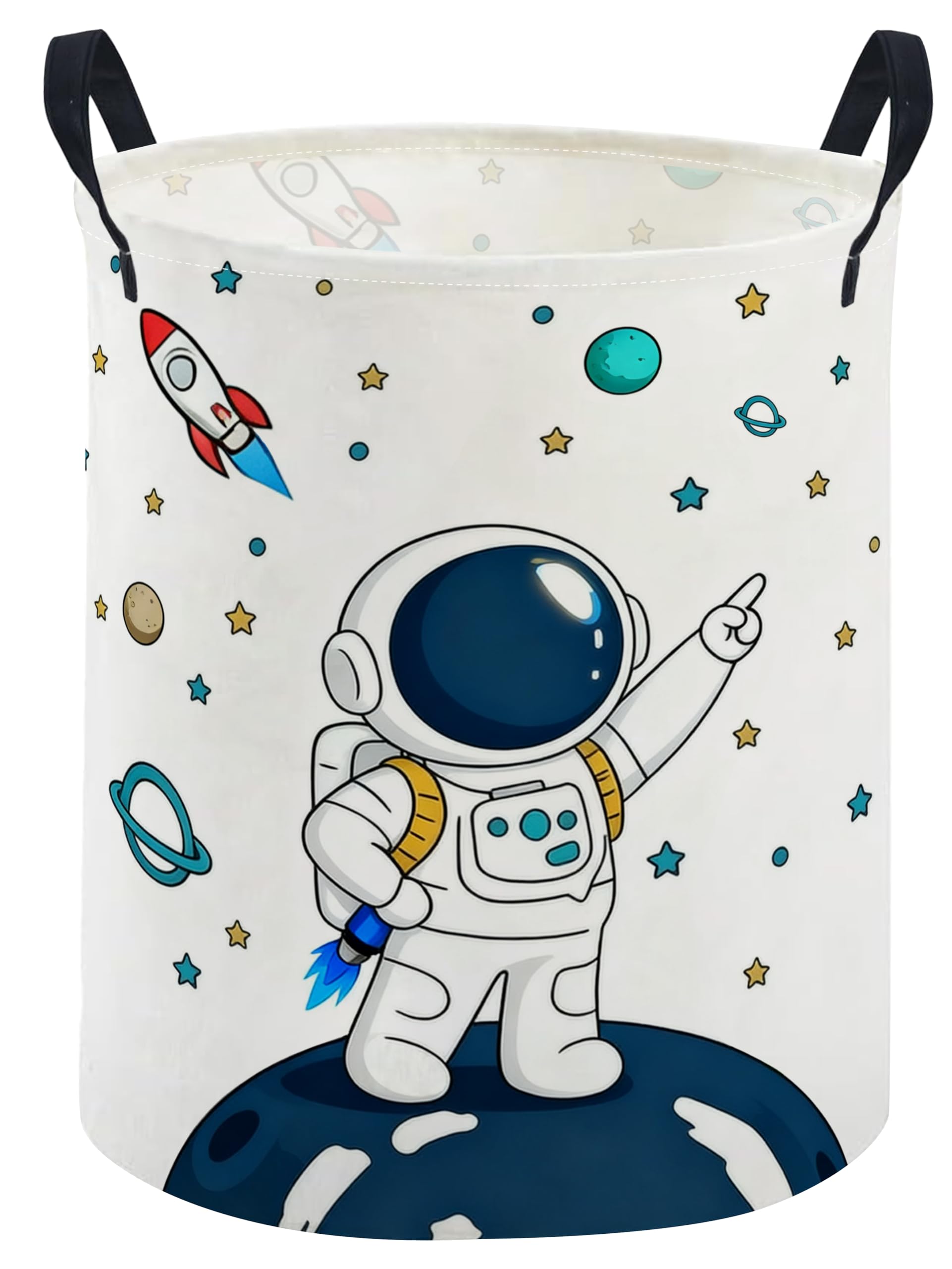 ESSME Kids Laundry Basket,Space Hamper Collapsible Canvas Waterproof Storage Bin foBoys, Cute Hamper,Gift Baskets(Astronaut)