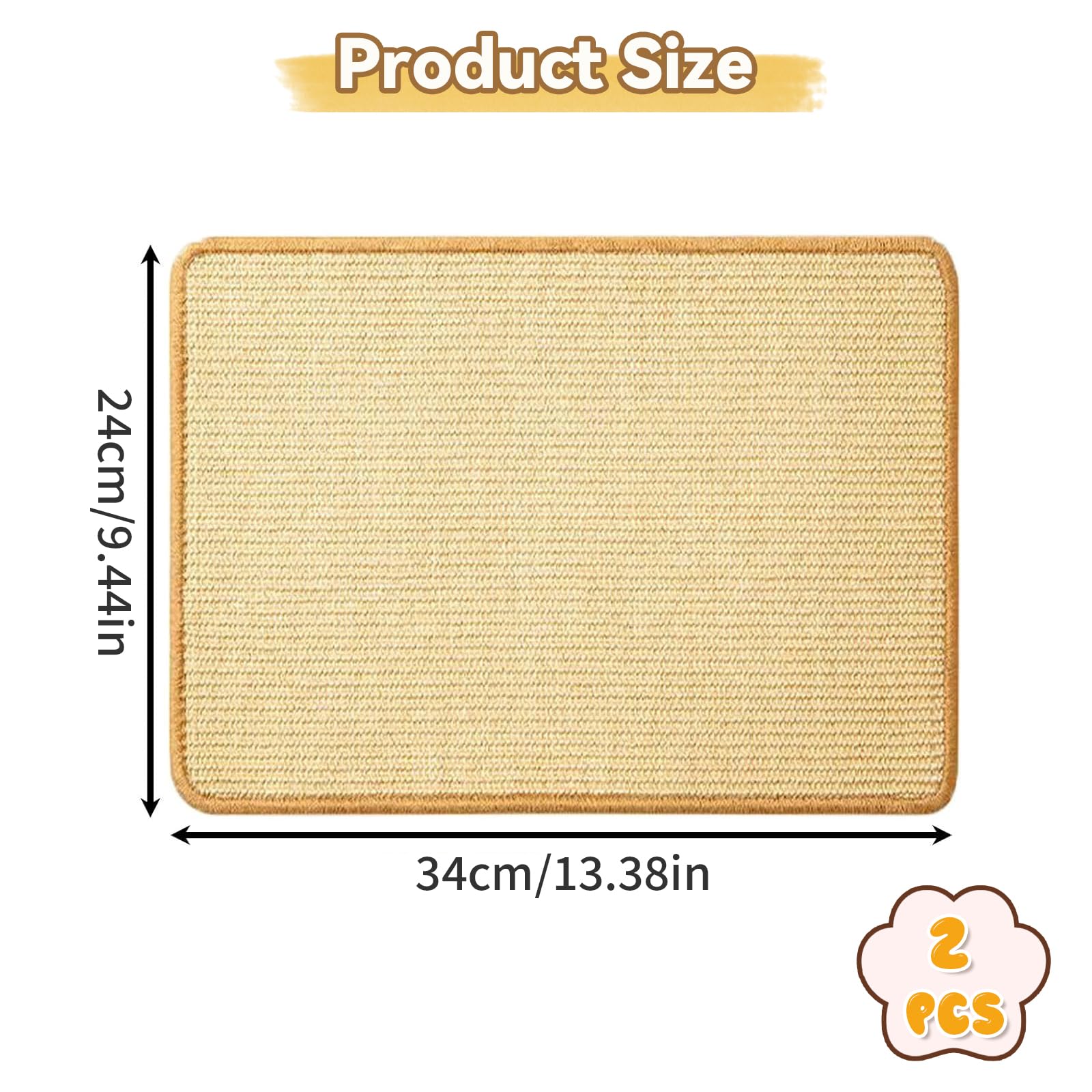 2 sztuki mata do drapania z sizalowym drapakiem dla królików, 33 x 23 cm wielokrotnego użytku mata do drapania dla kotów, naturalna pielęgnacja pazurów i zębów naklejka do drapania dla
