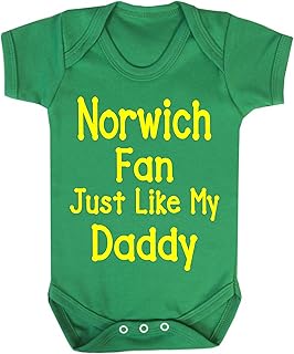 All About The Print Baby,Clothing,Baby Boys 0-24m,Bodysuits & One-Pieces,Bodysuits Norwich Just like Daddy Football Fan Baby Grow Vest Boy Girl Gift Romper Newborn Shower
