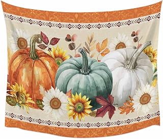 Fall Pumpkins Wall Tapestry Hanging for Bedroom,Boho South West Thanksgiving Sunflower Leaf Indoor Outdoor Throw Blanket Aesthetic,Cute Art Poster Funny Decoration for Living Room Classroom,59W"X79"L