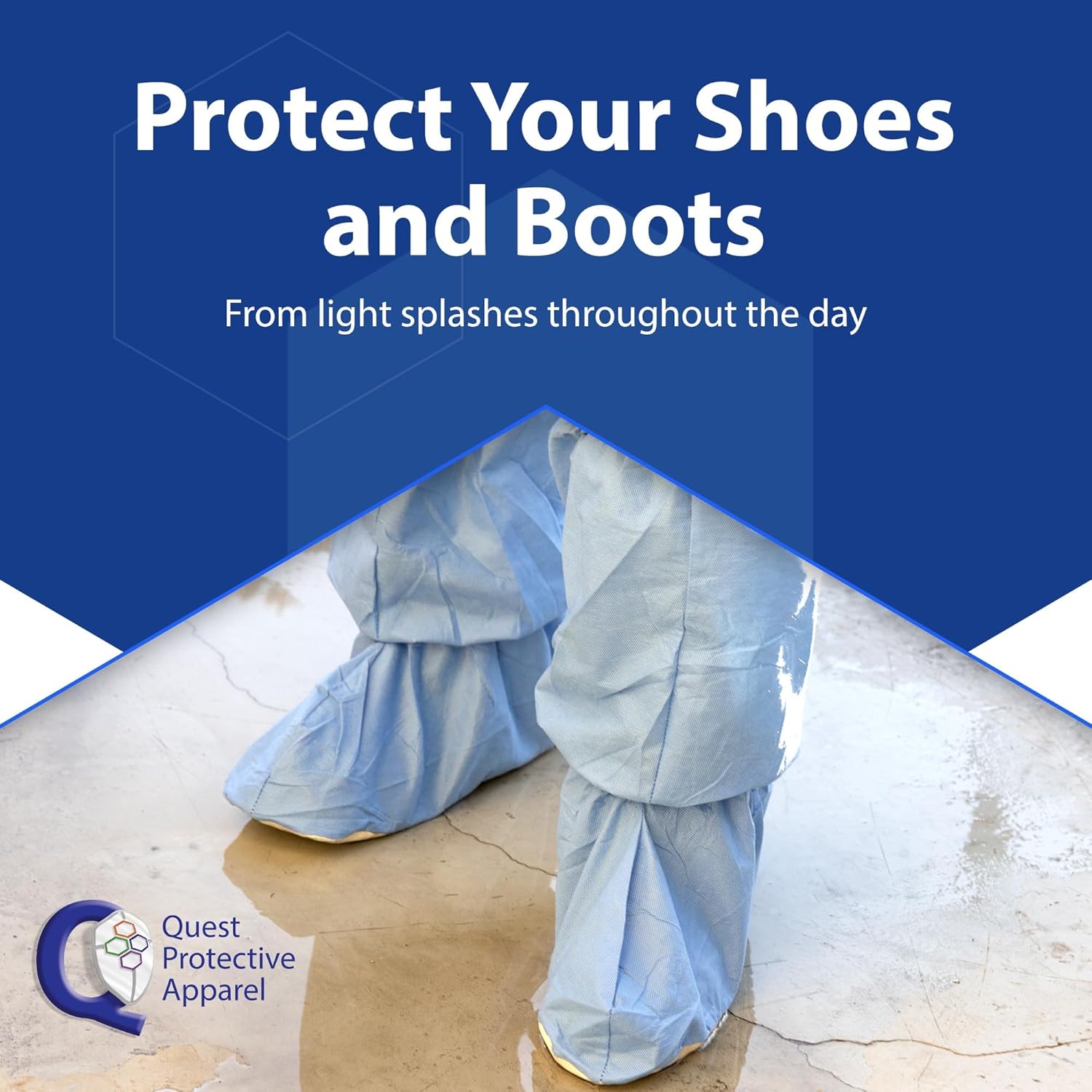 Quest Protective Apparel Bundle - Disposable Non Slip Booties for Shoes and Boots + High Visibility Cut Resistant Work Gloves