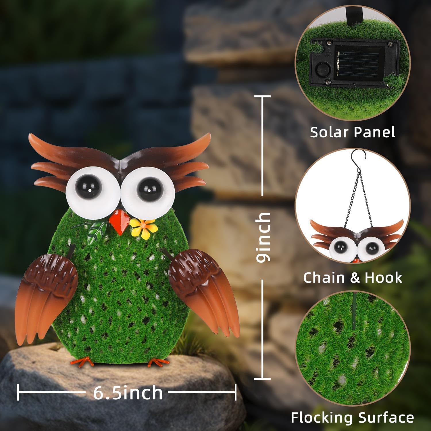 Owl Solar Lanterns Outdoor Waterproof Village Hollow-Out Metal Hanging Solar Lanterns for Outside Yard, Patio Ideal Gift for Women, Family, Friends