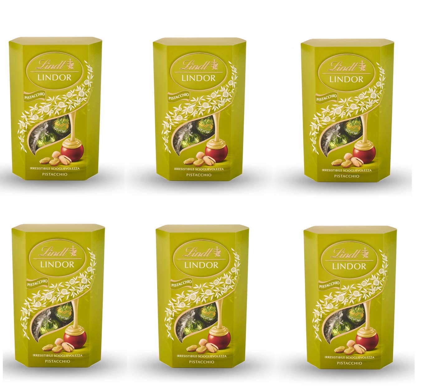 6x Lindt Lindor Pistacchio Milchschokoladen pralinen gefüllt mit Pistaziencreme 200g