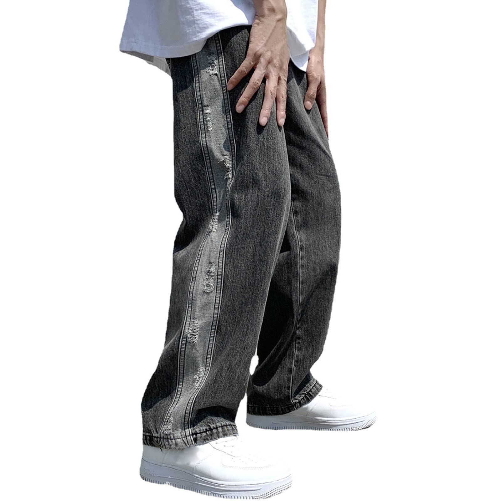Men's Baggy Jeans High Waist Loose Fit Hip Hop Denim Pants