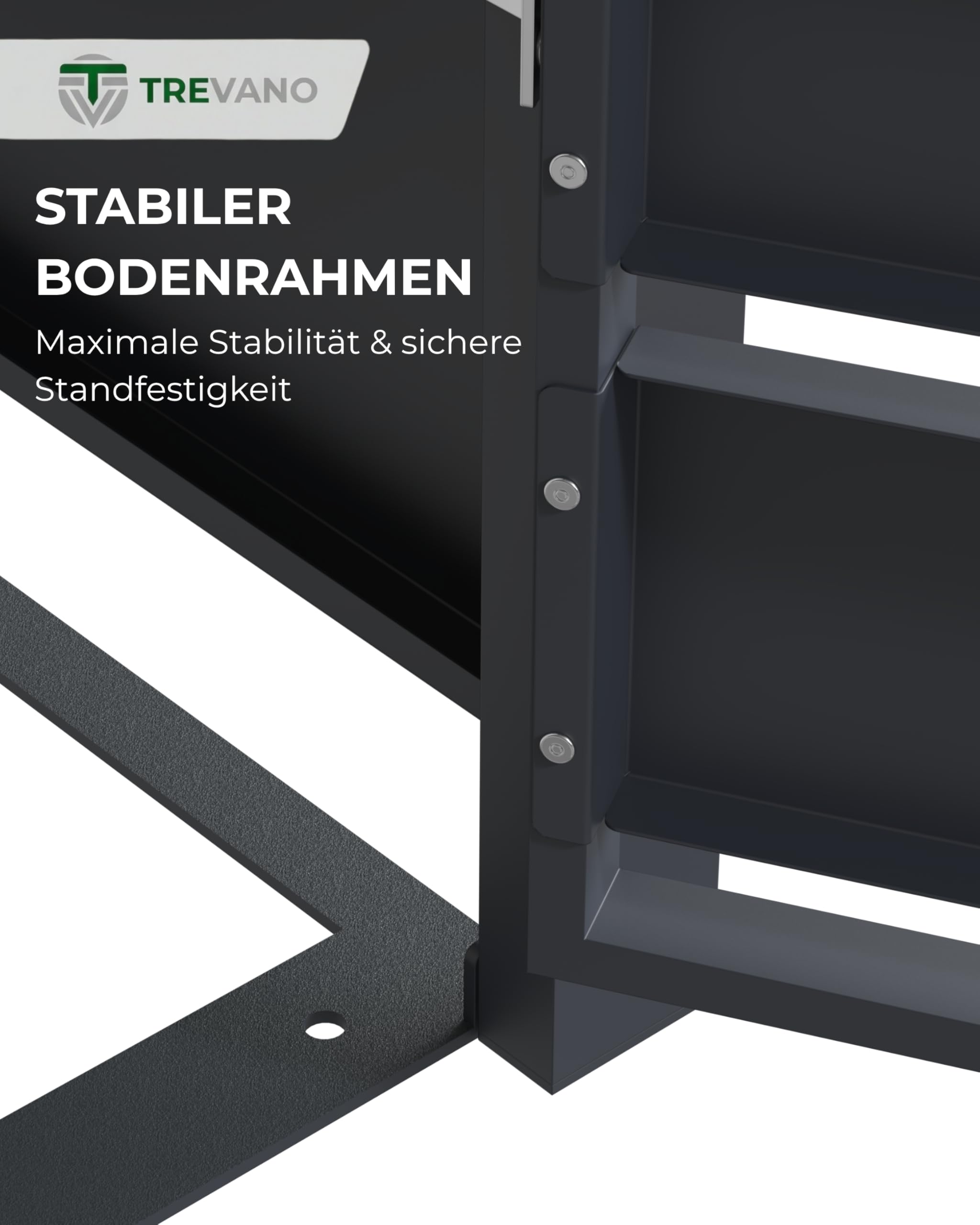 TREVANO Mülltonnenbox 4er 240l - Mülltonnenverkleidung 4 Tonnen Anthrazit - Robustes Mülltonnenhaus aus Stahl - Wetterbeständige Müllboxen für 4 Tonnen - Mülltonnen Unterstand 120l-240l