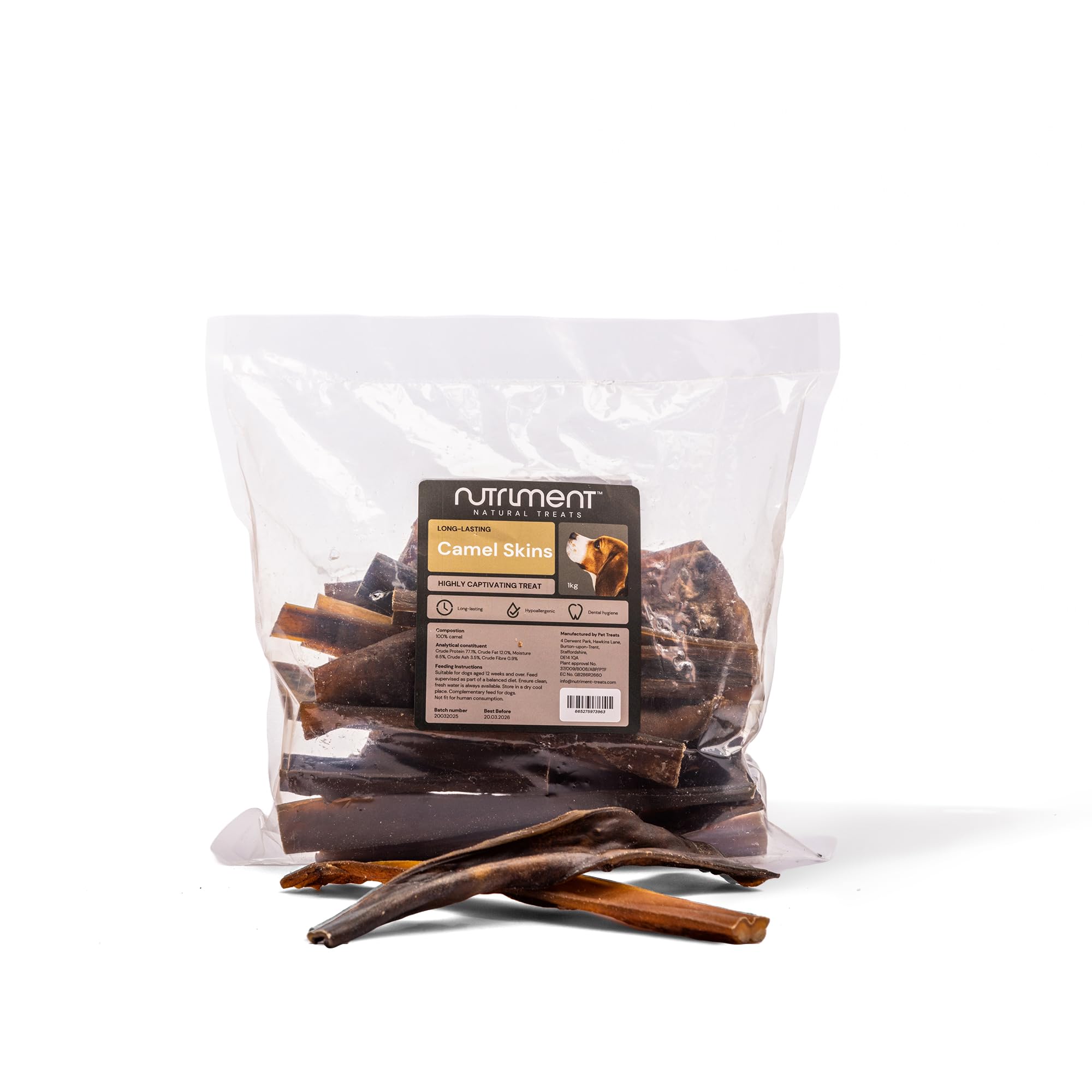 Natural Treats 100% Camel Skin Strips for Dogs (1kg) Hypoallergenic Grain Free Chicken Free High Protein Chew Treats