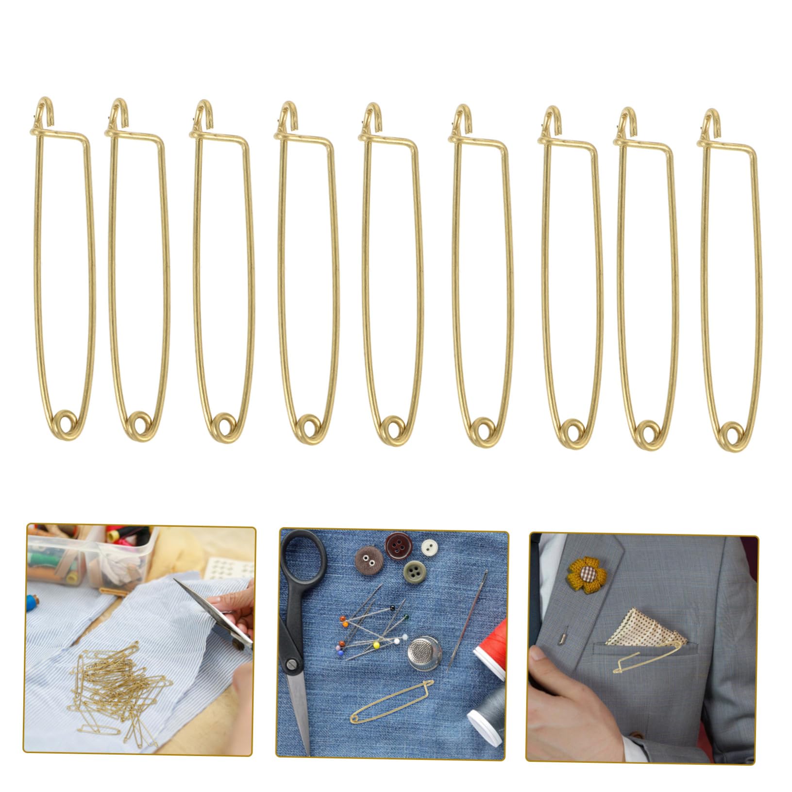 NUOBESTY Set 200 Spille Di Sicurezza In Bronzo - 4 Cm, In Lega, Con Fori, Per Gioielli Fai Da Te, Cucito E Artigianato