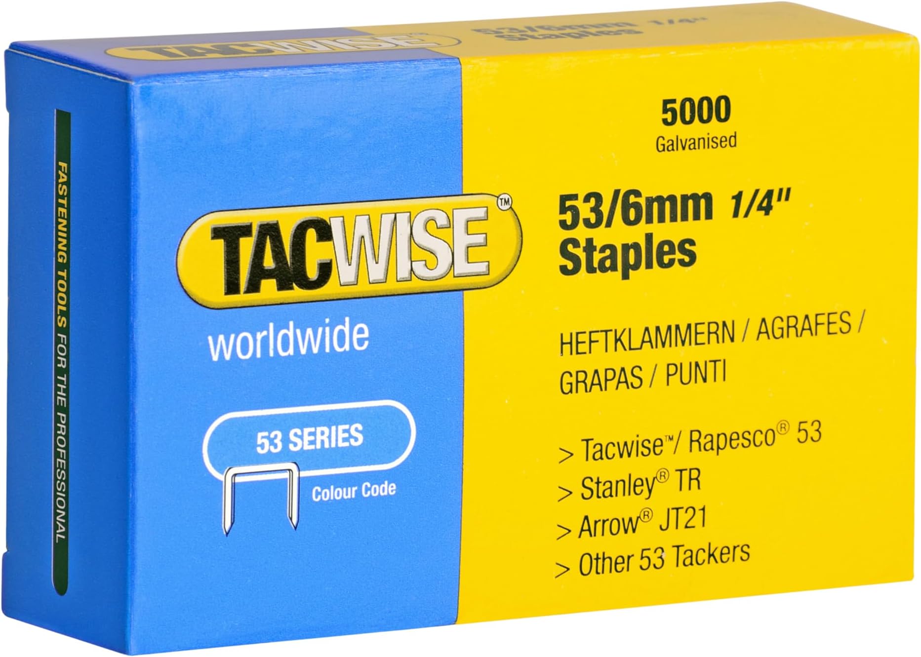 Tacwise 0331 Type 53 / 6 mm Galvanised Staples, Pack of 5000