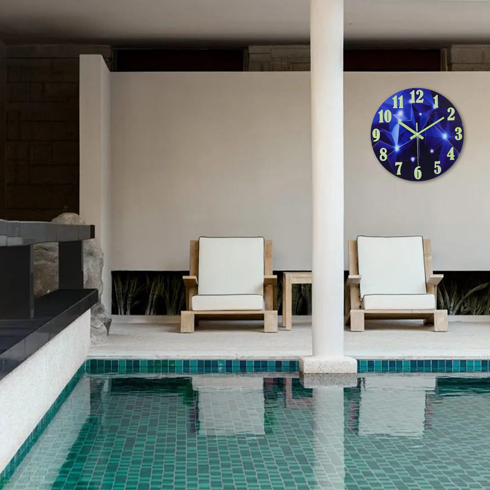 jomparis Orologio da parete luminoso da esterno impermeabile da 30,5 cm con luce notturna galassia in vetro per piscina patio bagno