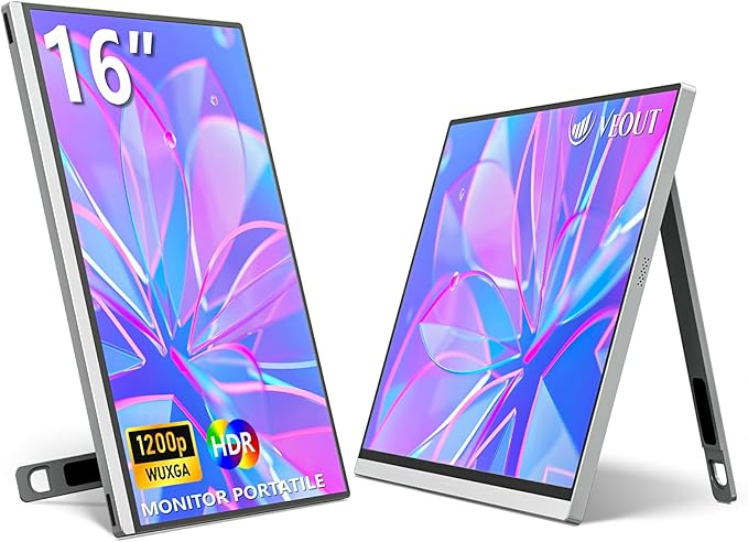 2.5K Portable Gaming Monitor with 144hz in 4 Colors - V1 Pro, 16inch 2560*1600 IPS Travel External Screen with FreeSync, Dual USB-C & Mini HDMI Second Display for Laptop/MacBook/PS5/Xbox/Switch