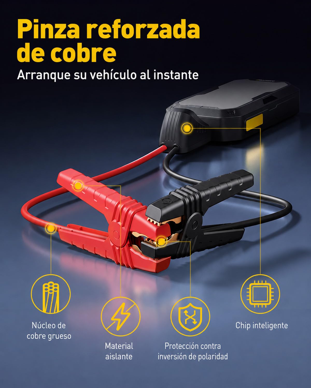 AUXITO Arrancador de Coches 5000A 12V 10L/8L–Panel LED 2000lm Magnético | UltraSafe Jump Starter con Powerbank/Linterna de Camping,Arrancador de Coches Portátil,Ideal para SUV, Moto y Cortacésped