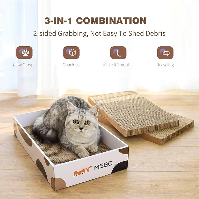 Foto 4 de 6 de PETCUTE 3 Piezas Rascador para Gatos,Rascador Carton para Gatos Corrugado,Cartón Rascador Gatos…
