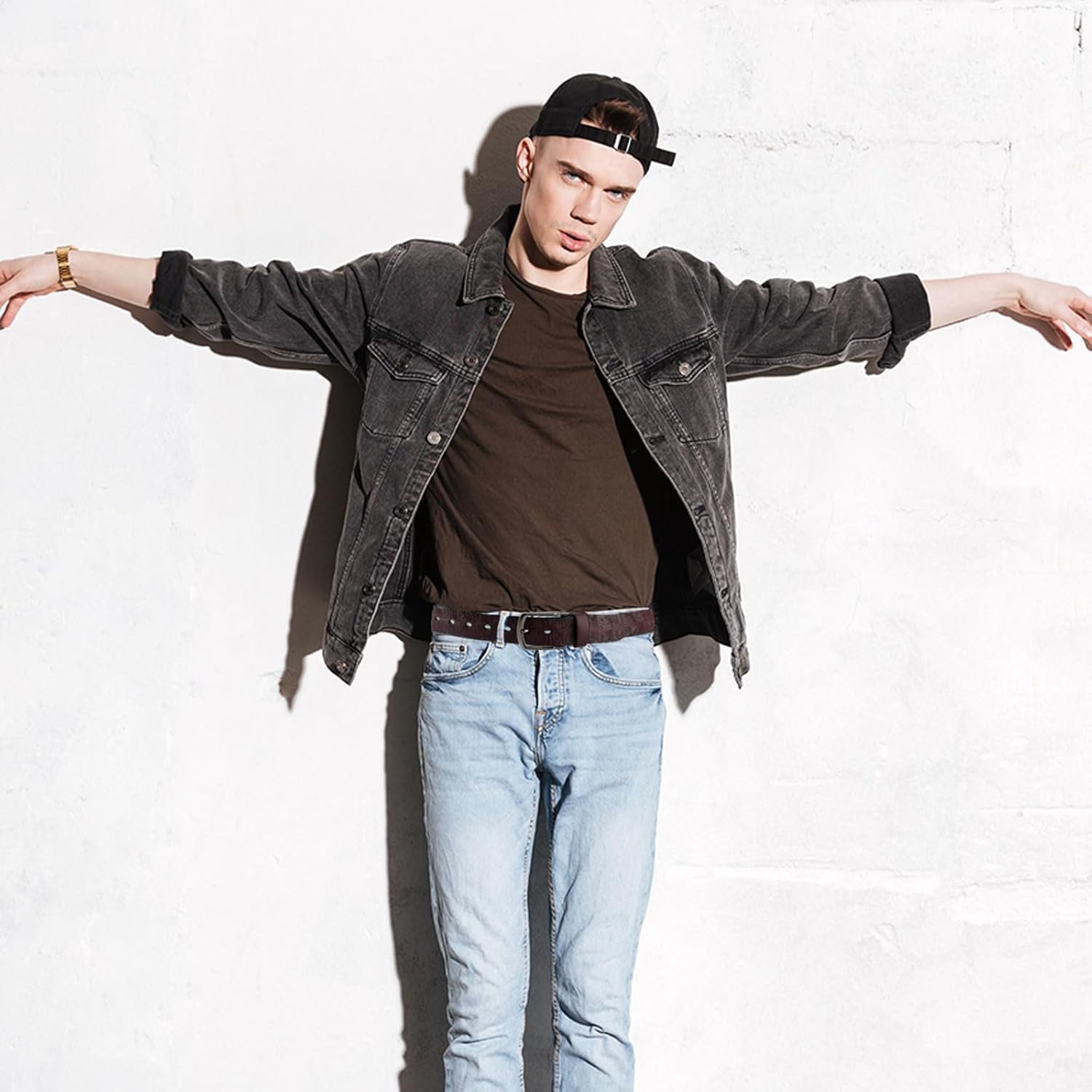 Bighake Men's Genuine Leather Dress Belt, Handmade Leather Jeans Belt for Men Work Business and Casual - Image 4