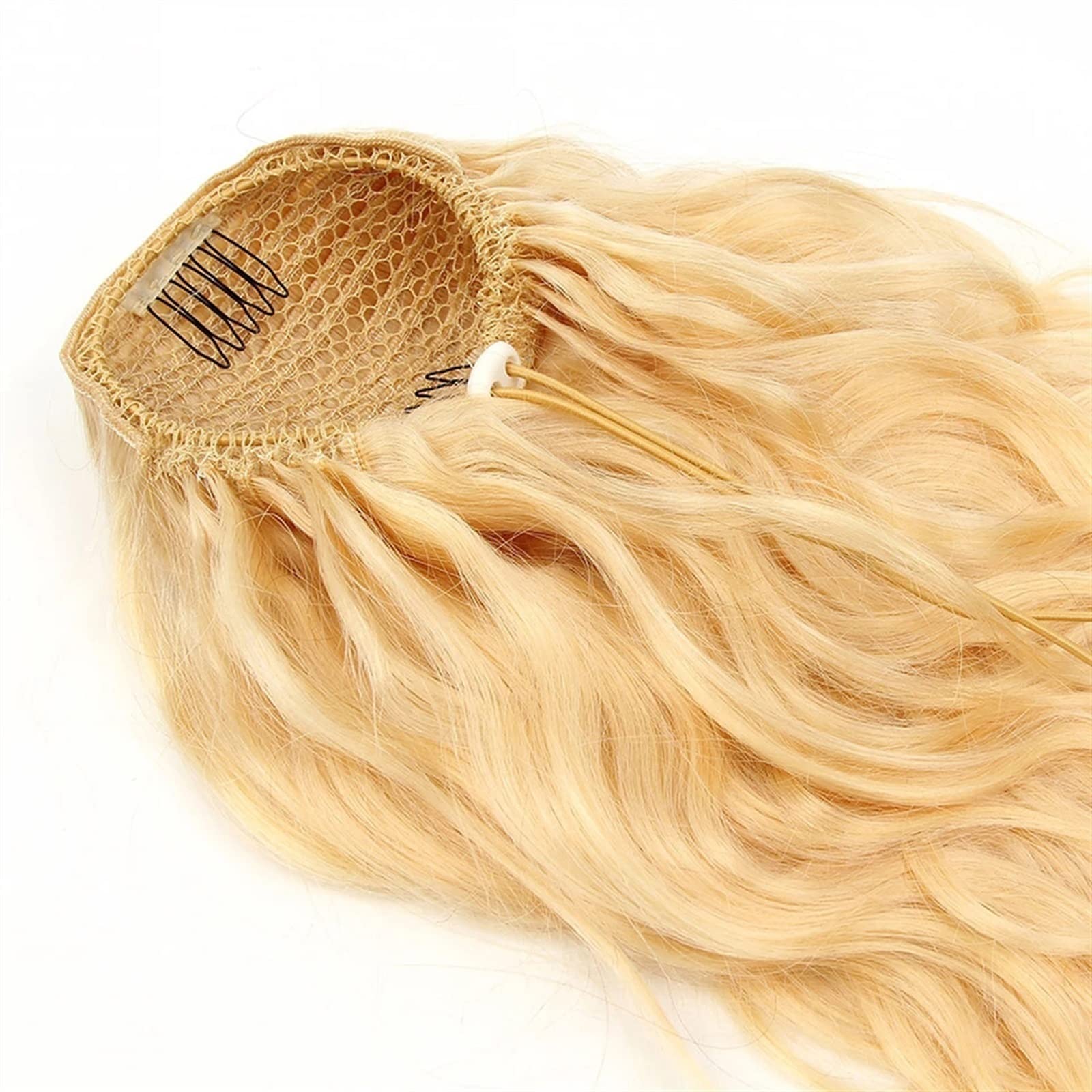 Koński ogon 10-24 "długie doczepiane kucyk ludzki włos ciało falowana blond sznurek dla kobiet doczepiany kręcone falowane treska(22inch(55cm))