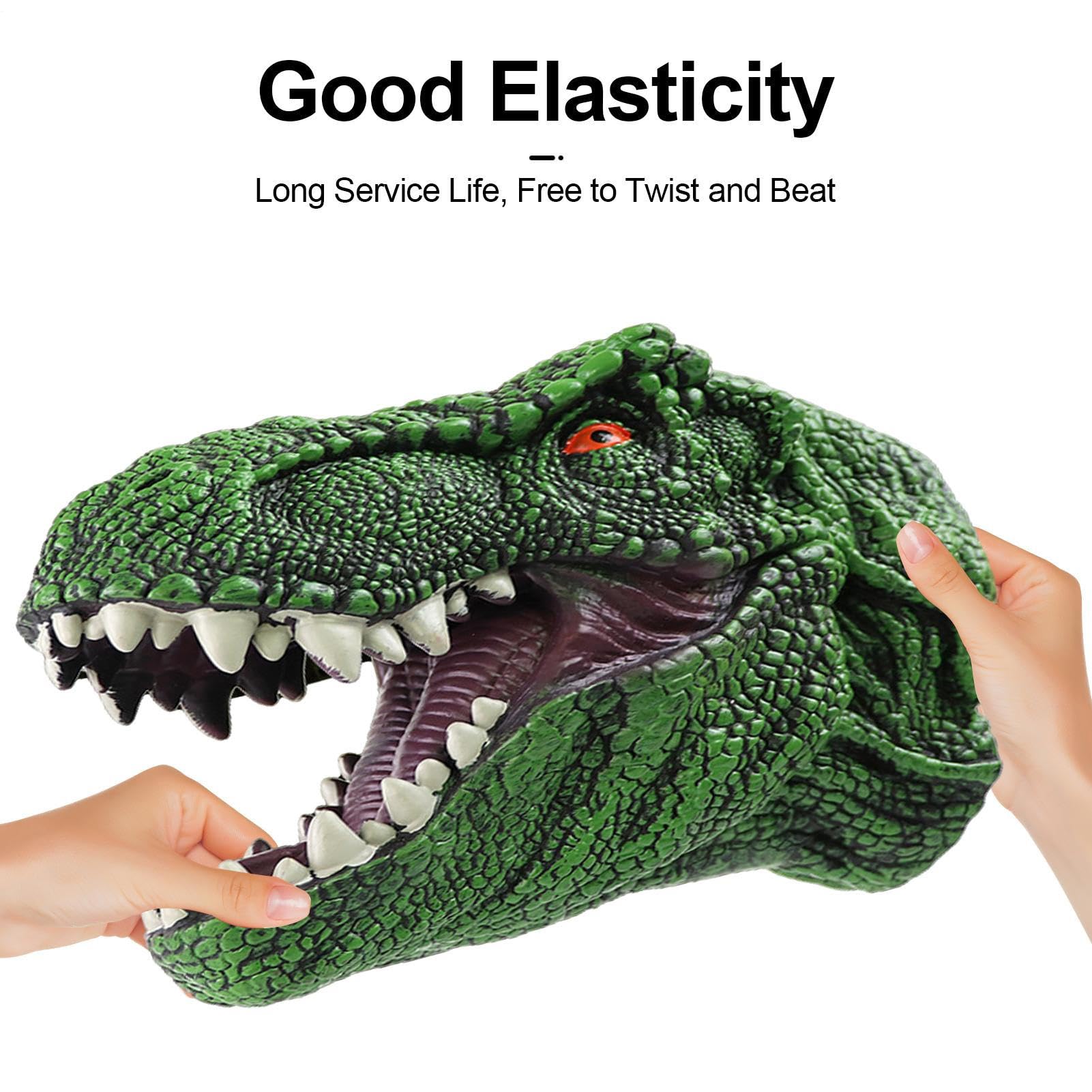 Dinosaur Puppet, Realistic Dinosaur Head Hand Puppets Toy, Flexible Rubber Hand Puppet - Image 9