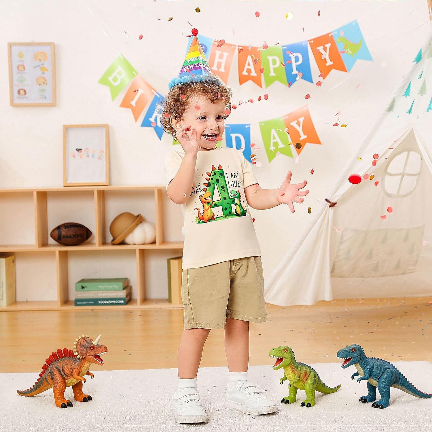 Birthday Boy Shirt Cotton Toddler Birthday T-Shirt for Theme Party | 95% Cotton Tee with Construction Vehicle Dinosaur Race Car Prints Birthday Numbers