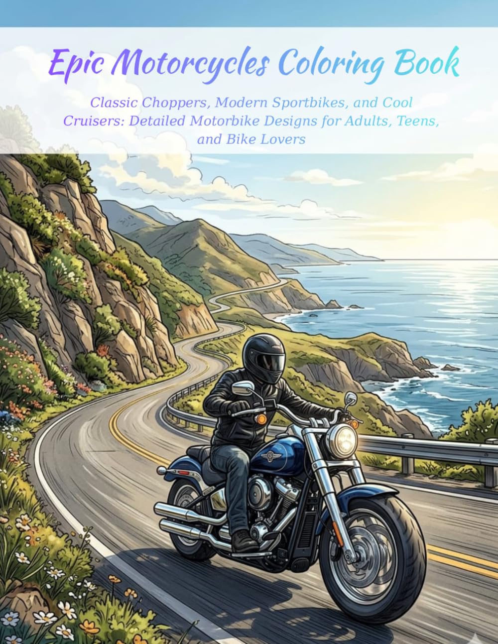 Epic Motorcycles Coloring Book: Classic Choppers, Modern Sportbikes, and Cool Cruisers: Detailed Motorbike Designs for Adults, Teens, and Bike Lovers