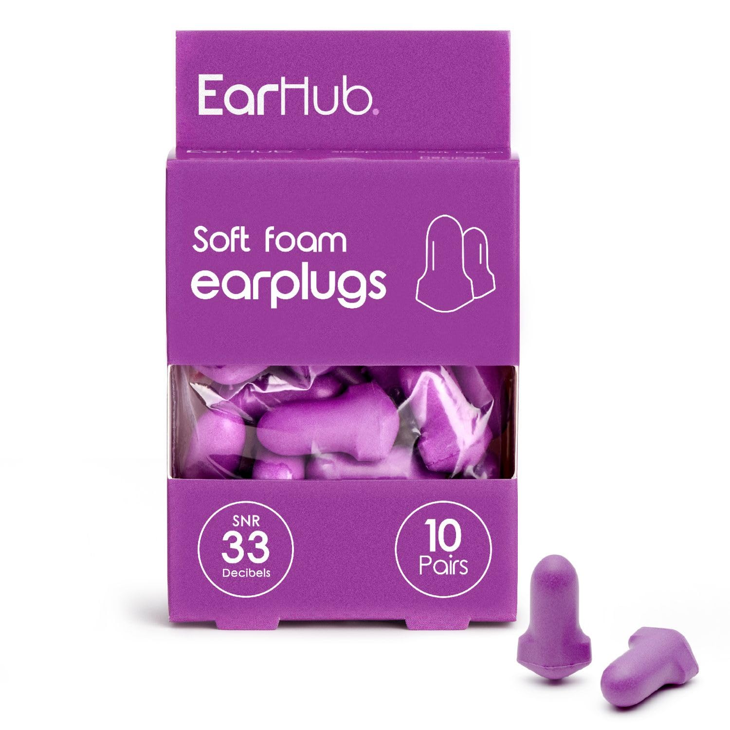 80 EarHub soft foam purple earplugs SNR 33dB T-shaped earplugs (40 Pairs)