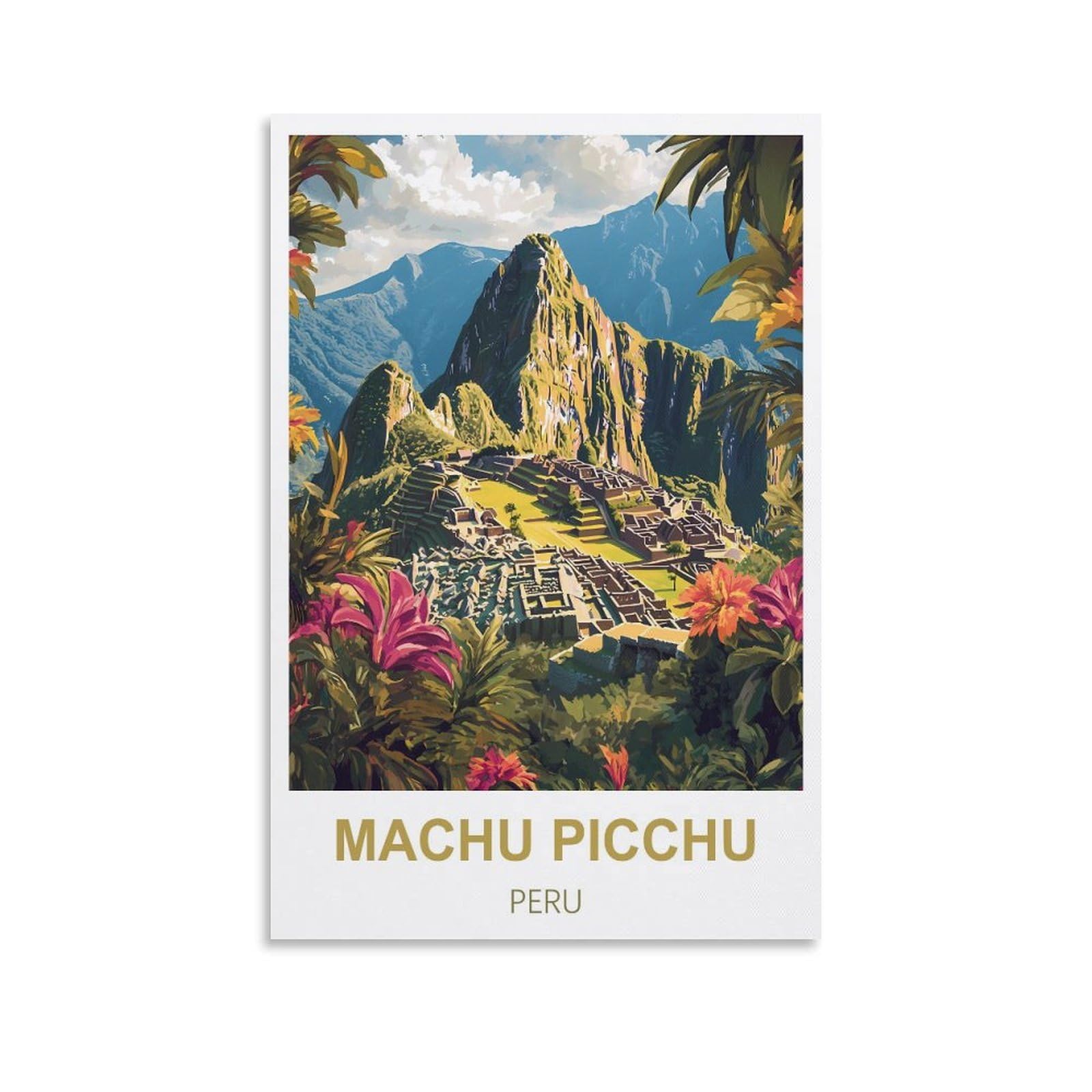 HSAYYIII Machu Picchu Peru Vintage Travel Poster 12x18inch(30x45cm) Canvas Art Poster And Wall Art Picture Print Bedroom Decor