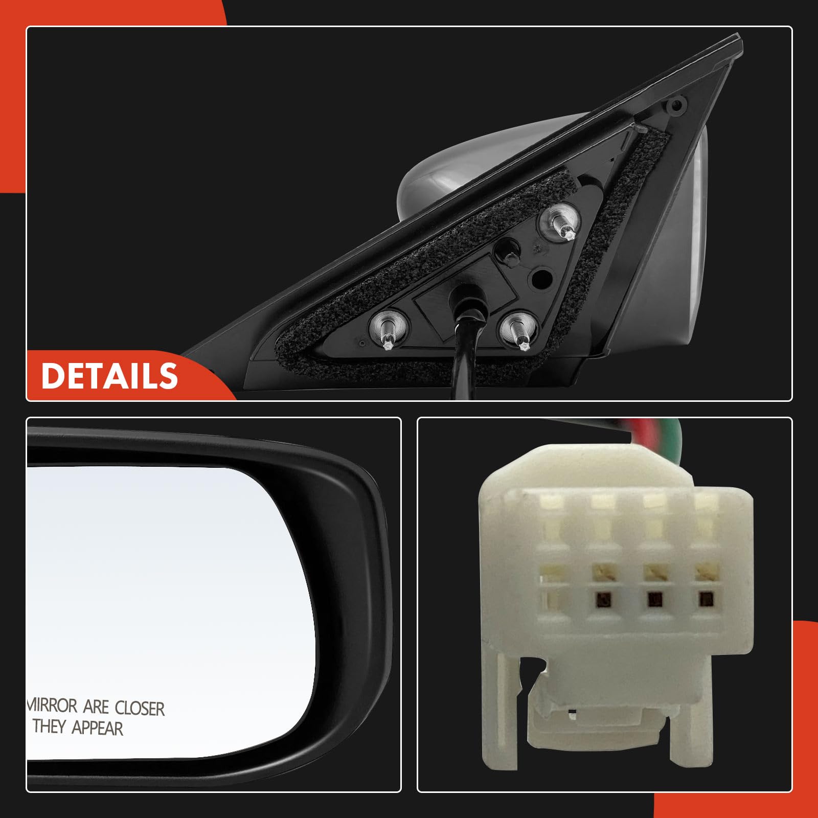 Passenger Side Power Mirror For Nissan Altima 2013-2018 - Heated, Manual Fold, Turn Signal, Black