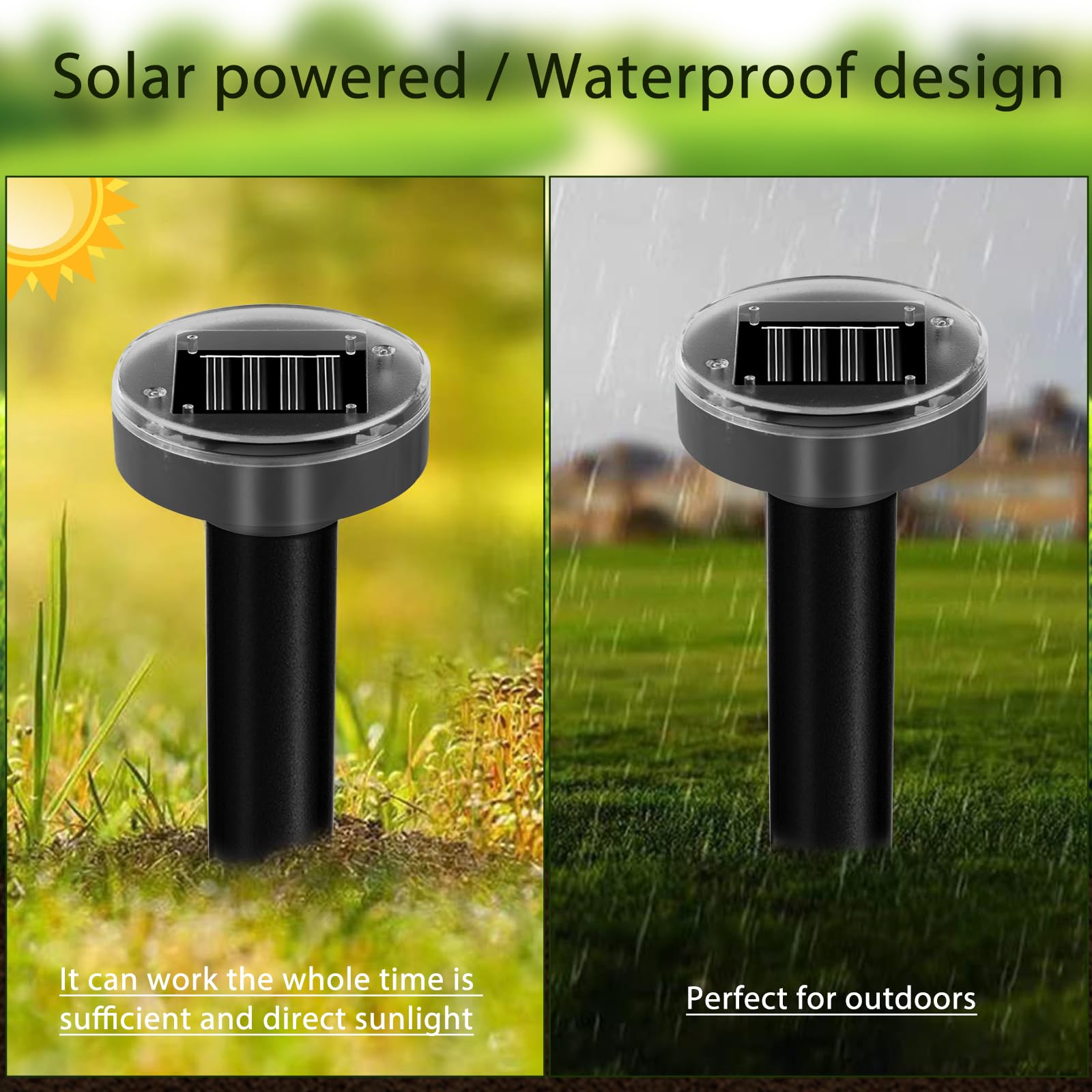 Repellente per talpe, ad energia solare, confezione da 10 pezzi, a ultrasuoni, repellente per marmotta, deterrente per talpe, serpenti, talpe, arvicole, per esterni, per prato, giardino e cortile