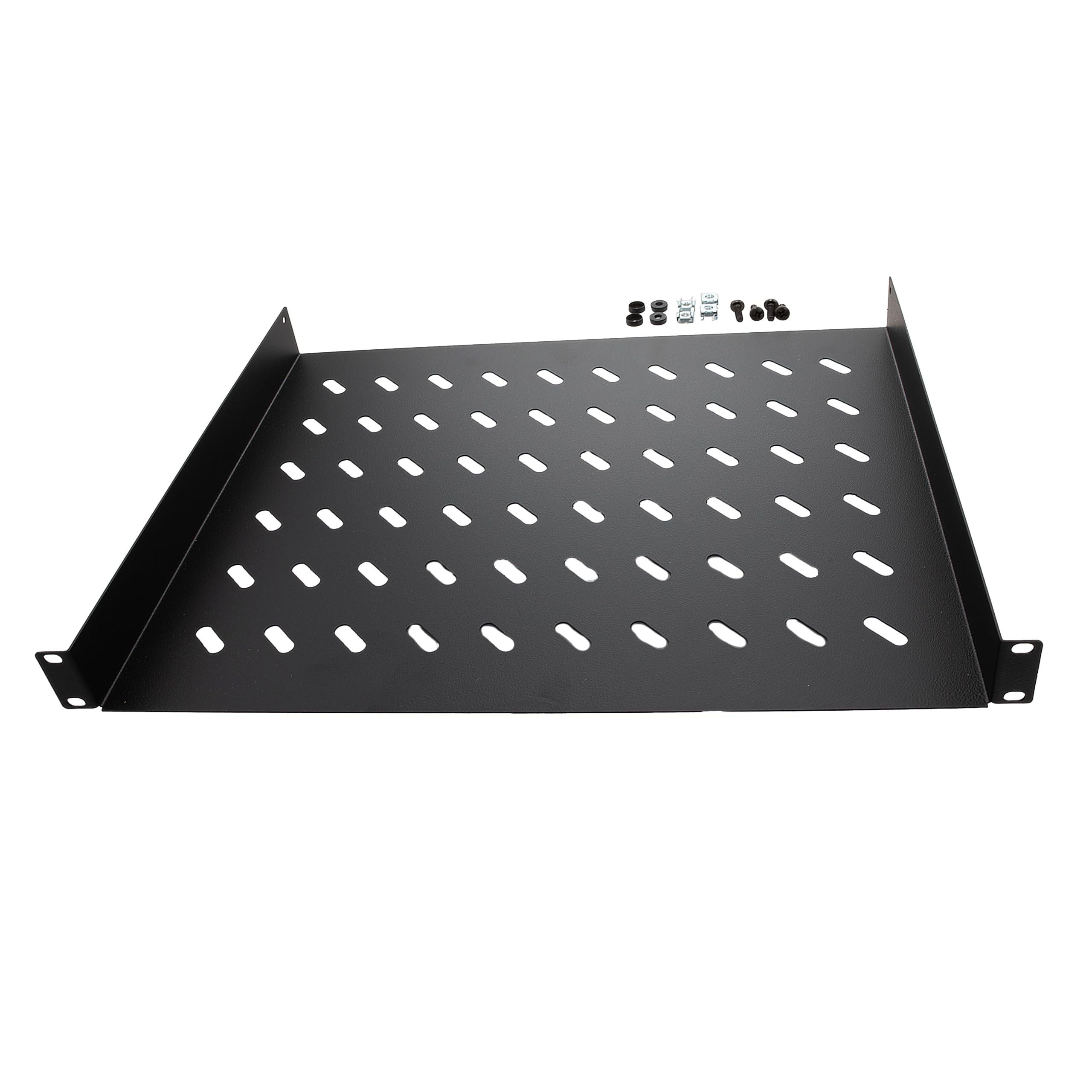 NavePoint 1U Rack Shelves - Black, Ventilated -5