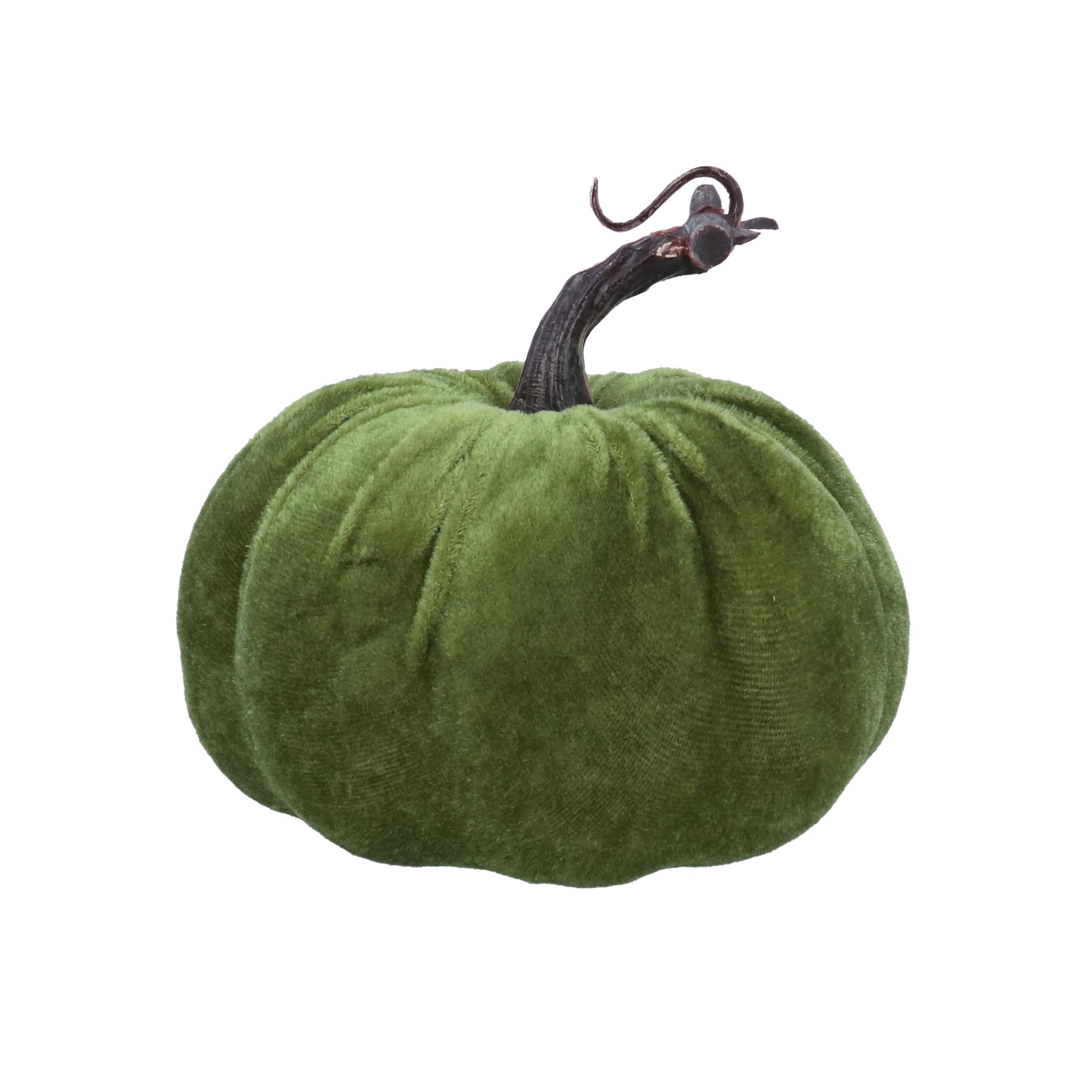 Gisela Graham Green Velvet Pumpkin, Halloween Autumn Decoration, Small
