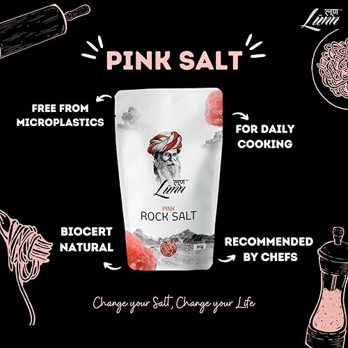 Miniatura 5 de LUNN Sal de roca rosa del Himalaya de cristal natural  35.27 onzas (2.2 lbs)  Rica en minerales  Sal pura sin refinar  Sin OMG  Sin gluten  Vegana