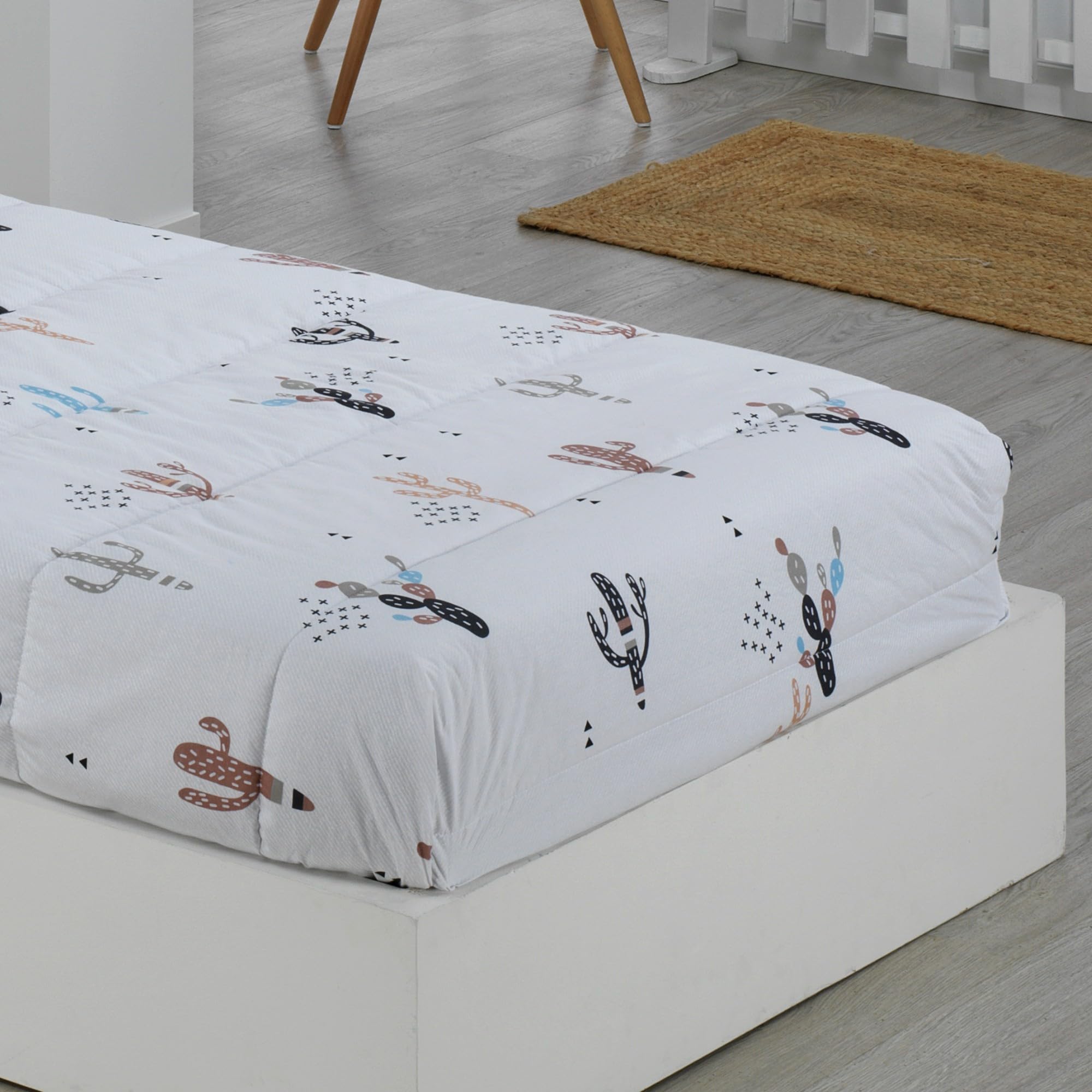DHESTIA HOME Edredón Ajustable Cama Infantil Cactus Color Único Talla Cama 90