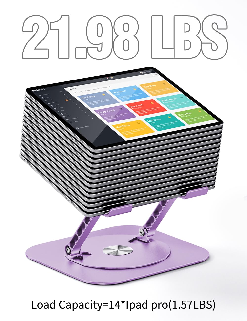 AOEVI Supporto regolabile per laptop con base rotante a 360, Riser pieghevole per computer portatile per scrivania compatibile con MacBook Pro/Air Notebook fino a 16 pollici, viola