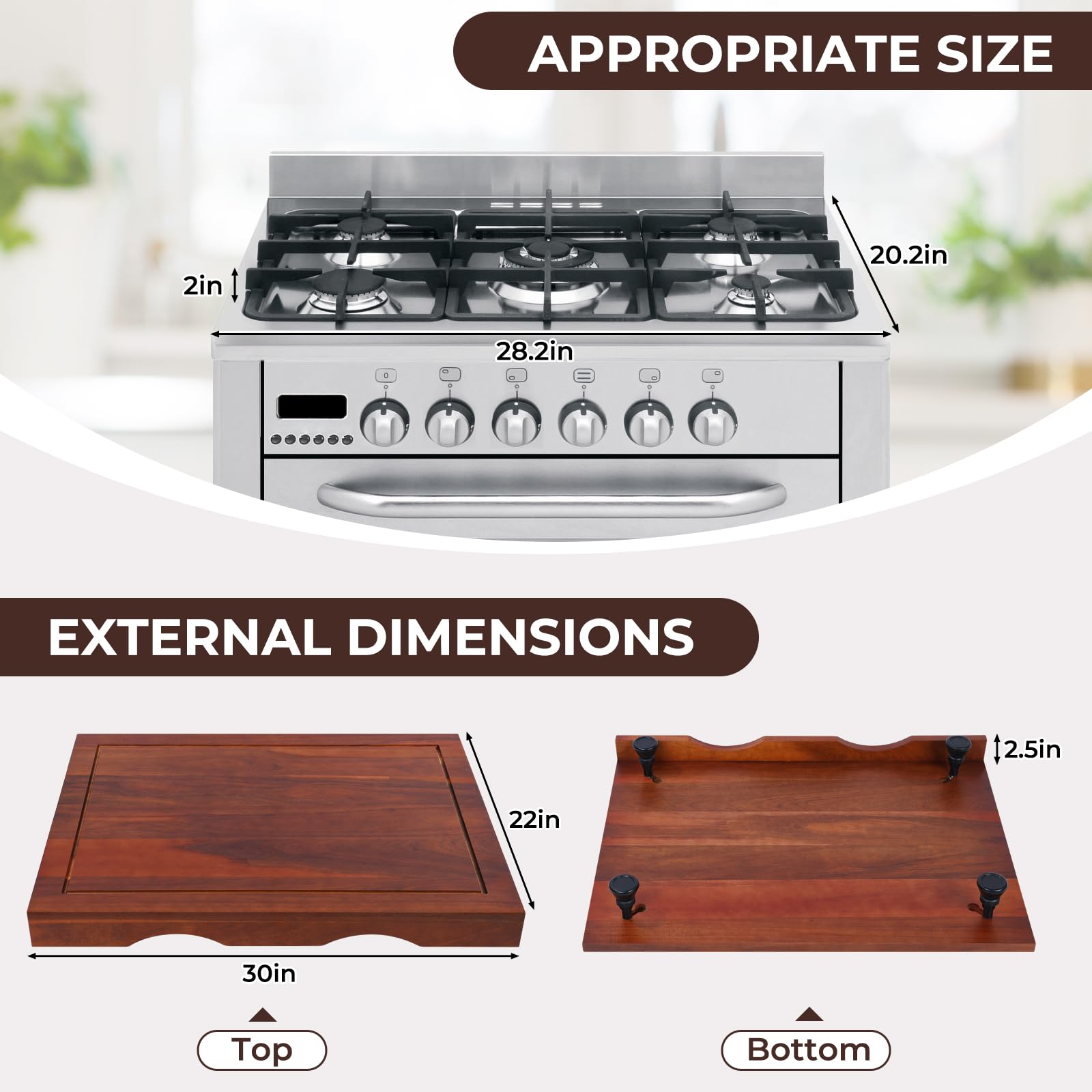 Amazon.com : Acacia Wood Stove Top Cover - Electric & Gas Stove