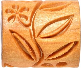 MKM Pottery Tools Wood Mini Handle Rollers for Clay (MRX-02 Flower Vine #2)