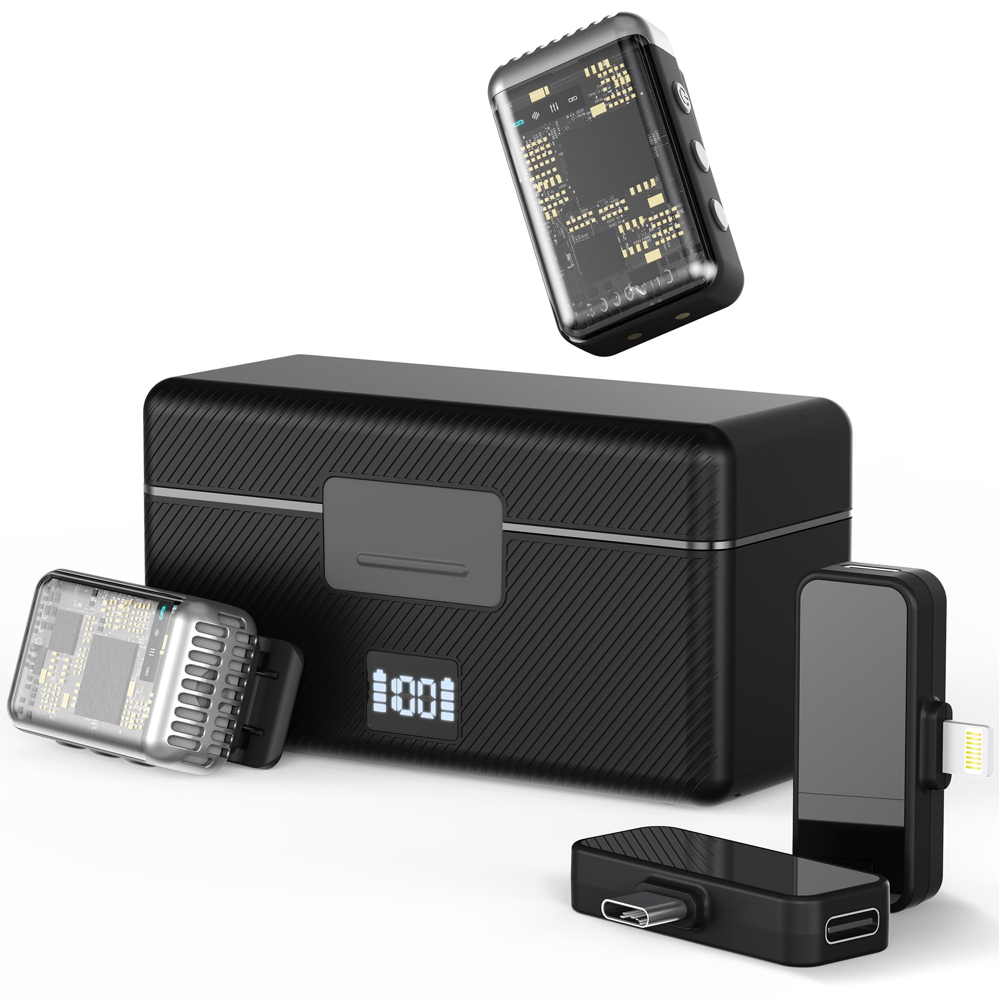 Bietrun Wireless Lavalier Microphone for iPhone/Android/iPad, with Noise Cancelling & Echo, 48kHz 24-bit, 164ft Range, 30H Working Time, Protable Mic for TikTok/YouTube Live Streaming, Vlogging