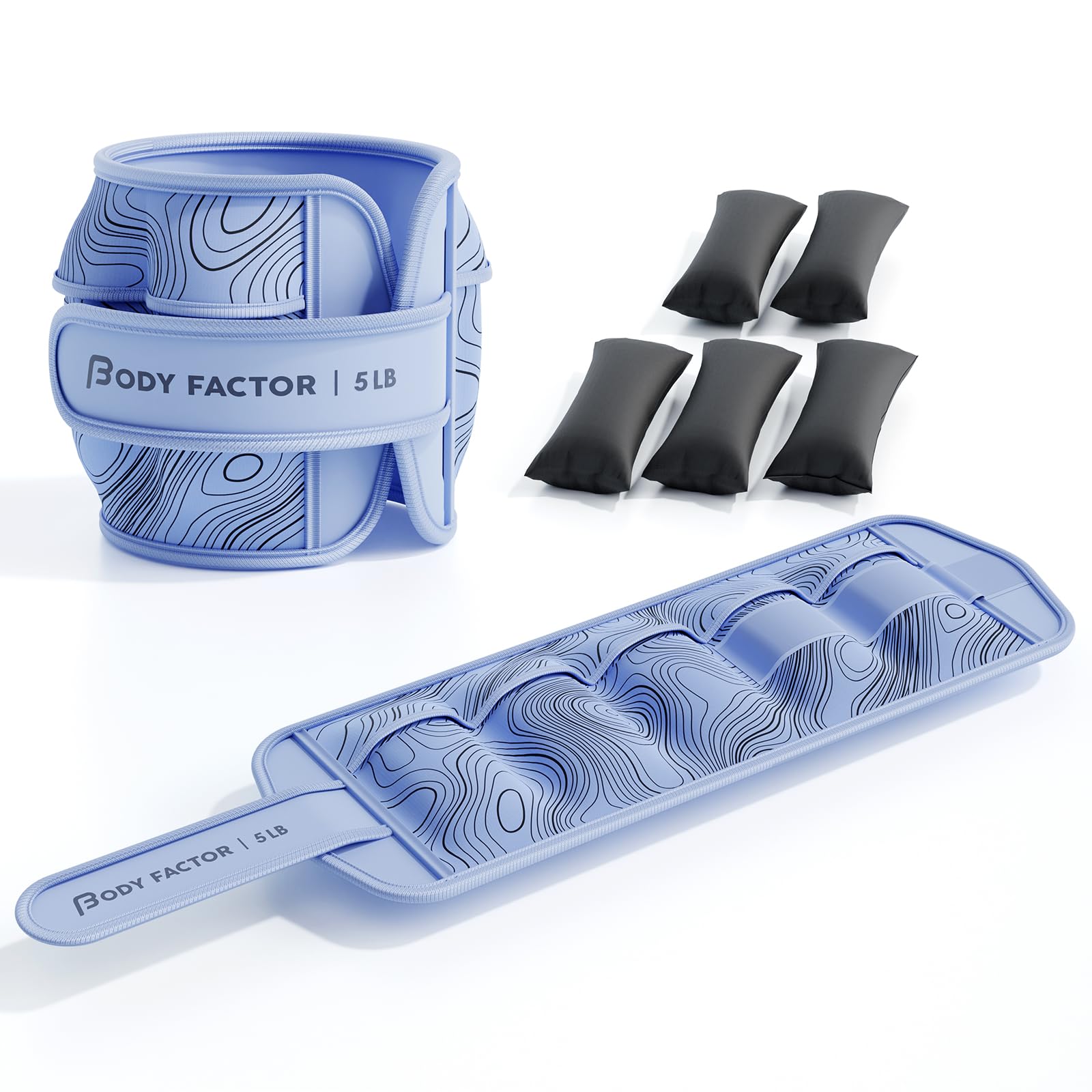 Body Factor Wrist Ankle Weights for Women，Arm & Leg weights for Walking, Set of 2(1 lb/2 lb/3lb/4lb/5lbs Each), Comfortable Wrist and Ankle Weights for Running, Yoga, Dance, Pilates
