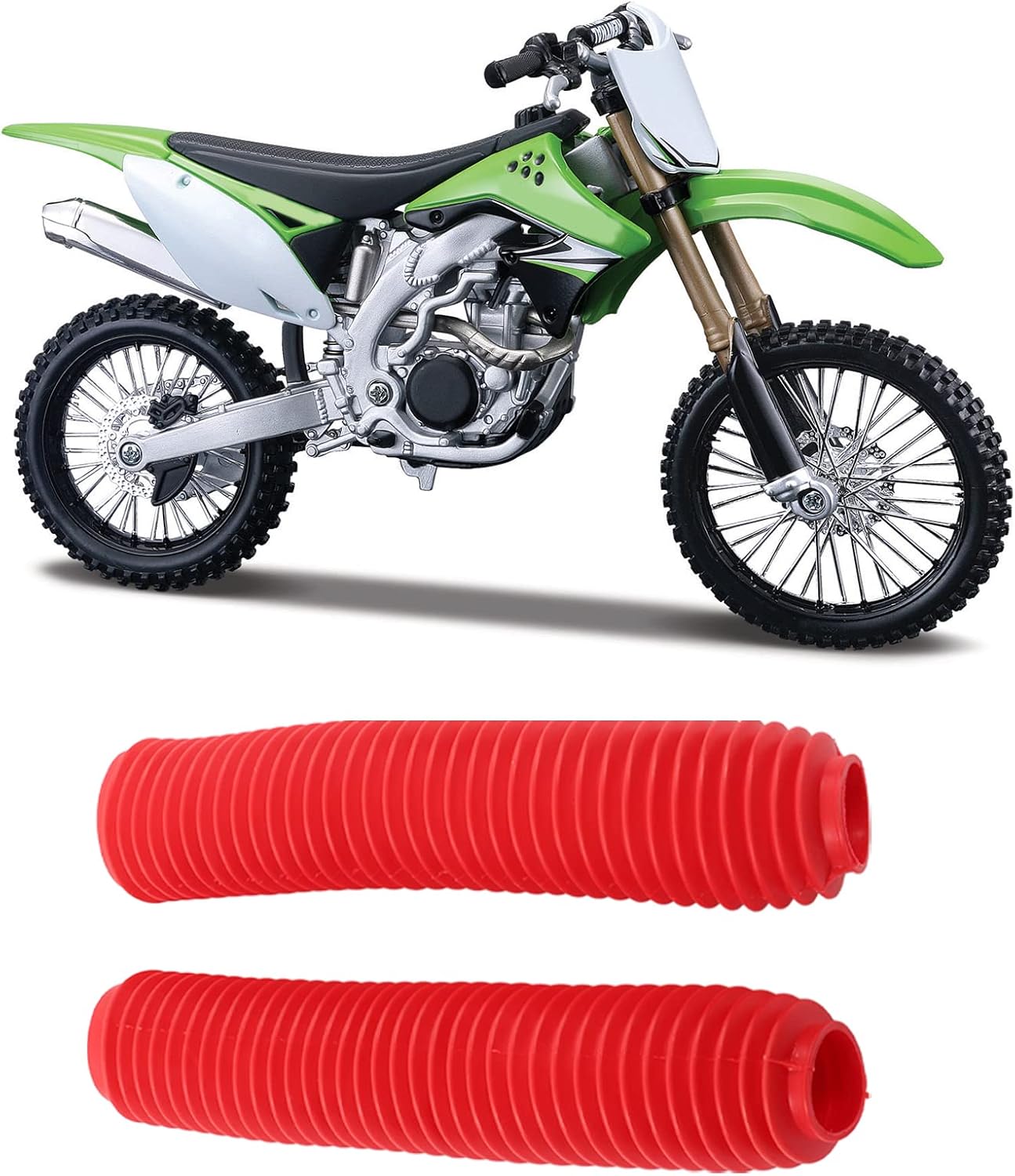 Motorcycle Fork Boots, Red Rubber Dust and Seal Covers, Pair for Suzuki RM125, DR250, DRZ400, Front Fork Shock Protector