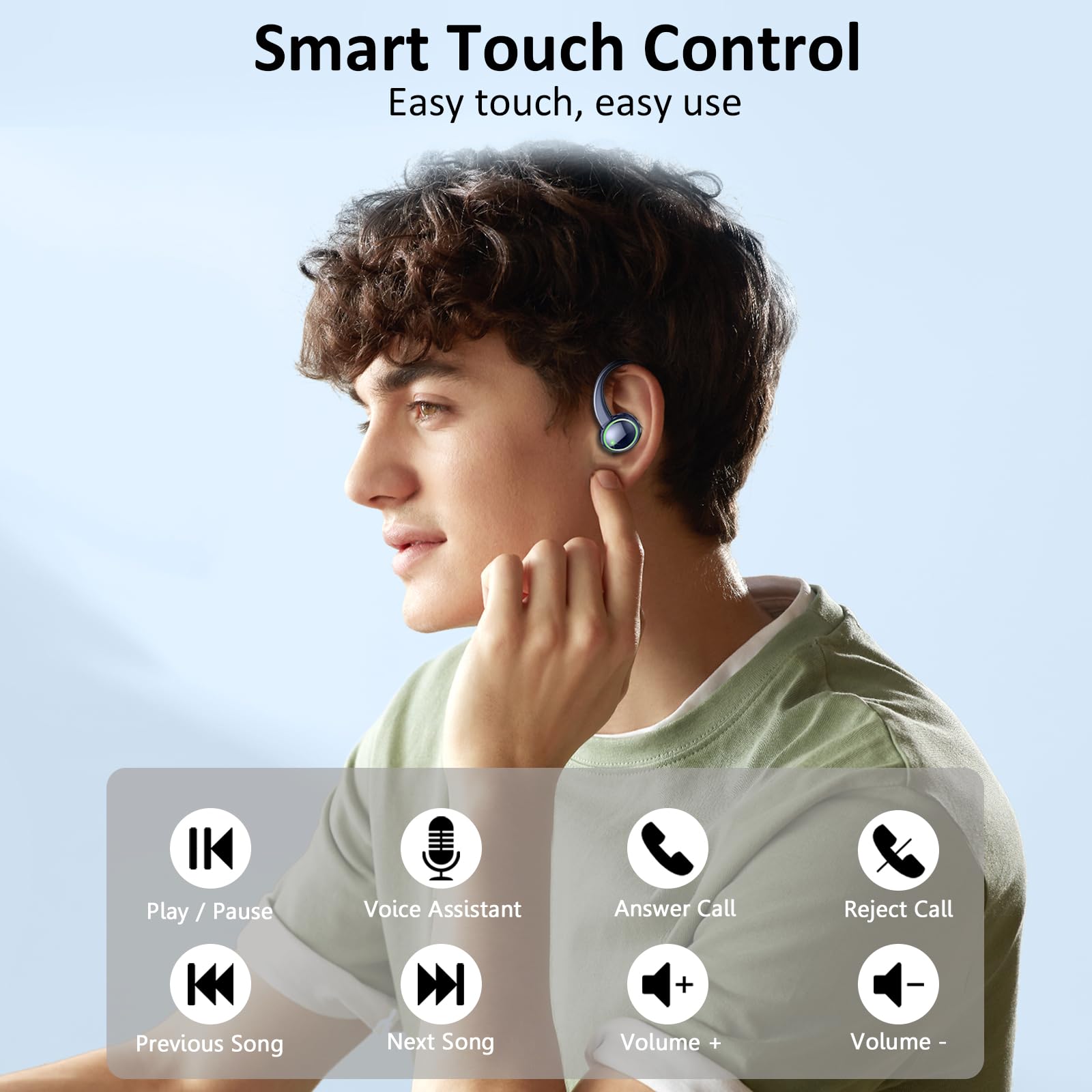 Auriculares inalámbricos Bluetooth Deportivos, 50H Auriculares Inalambricos con Cancelacion Ruido ENC, Auriculares Bluetooth 5.4 HiFi Estéreo con 4 HD Mic, IP7 Impermeable/para Running/Pantalla LED