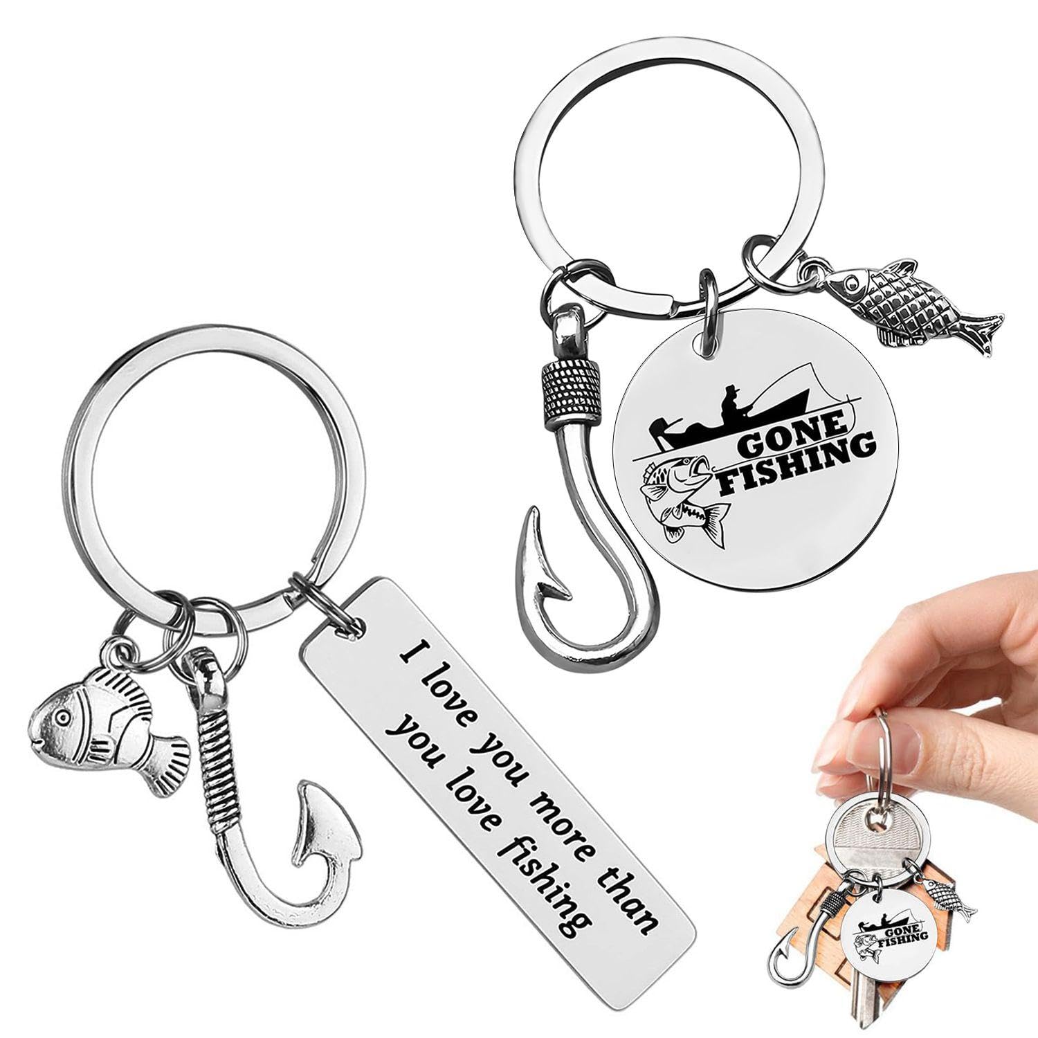 OODJVN 2 Pieces Of English Fishing Keychain, Fun Outdoor Theme, Exquisite Craftsmanship Pendant, Suitable For Bag Decoration And Gift Giving.