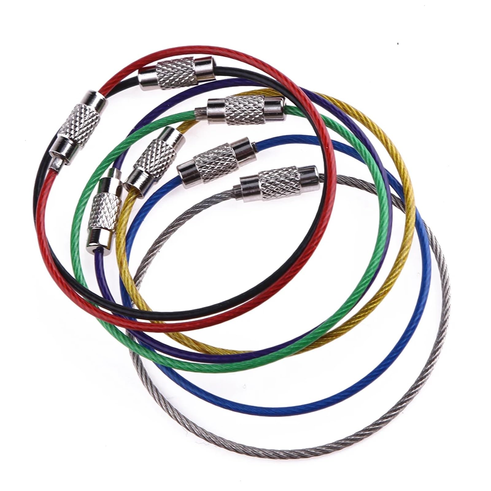 Llavero de acero inoxidable 70 Uds llavero etiqueta cuerda de acero inoxidable Color cuerda de alambre llavero for alicates de linterna