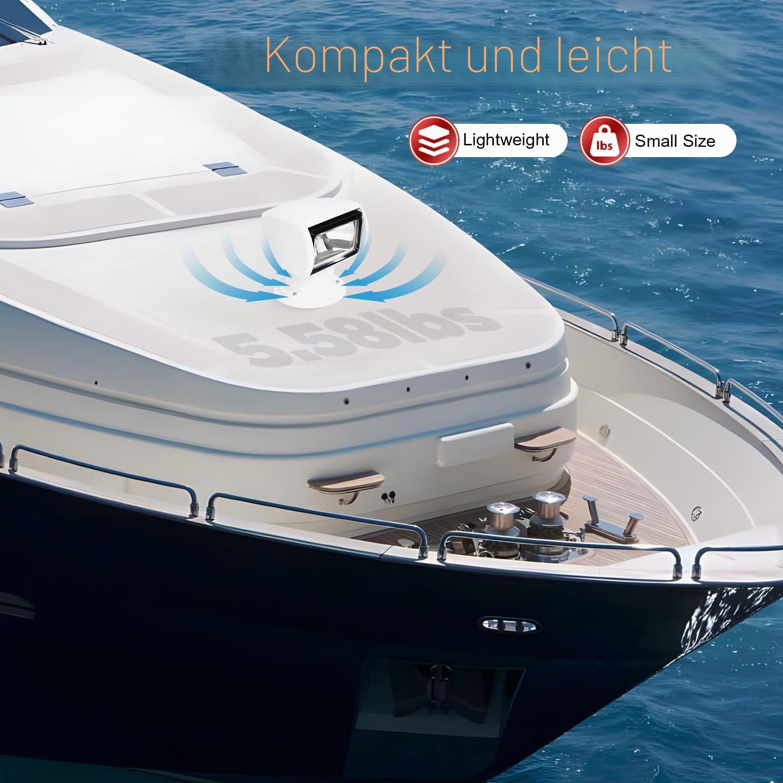 Treeisland Boot Suchscheinwerfer 12V 100W LED Wasserfest Marine Scheinwerfer Arbeitslampe mit Fernbedienung für Boot Auto