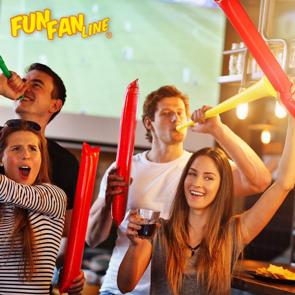 Pack 100 Pares Aplaudidores Hinchables Reutilizables. Palos Animación Ruidosos para Fiestas, Fútbol y Eventos. Cotillón Deportivo y Celebraciones - 3