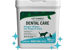 Vet's Best Dental Care Finger Wipes | Teeth Cleaning Wipes | Remove...