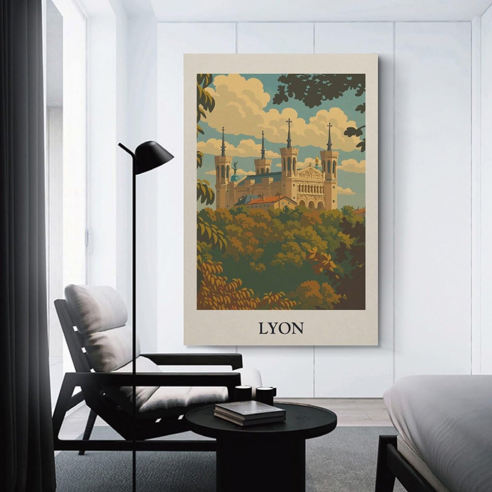 Junmoney Lyon Basilica Travel Decorative Wall Artwork 20x30inch(50x75cm), for Home Lounge, Bedroom Or Reading Nook, Easy Decor for Gallery Walls